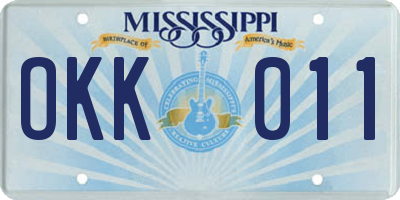 MS license plate OKK011