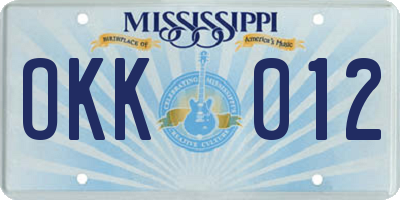 MS license plate OKK012