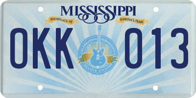 MS license plate OKK013