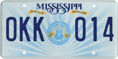 MS license plate OKK014