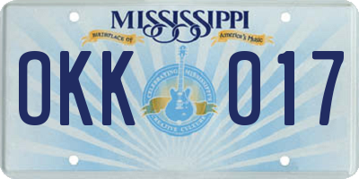 MS license plate OKK017
