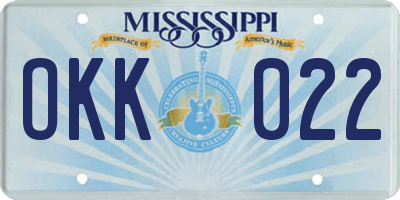 MS license plate OKK022