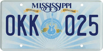 MS license plate OKK025