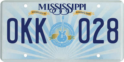 MS license plate OKK028