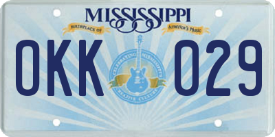 MS license plate OKK029