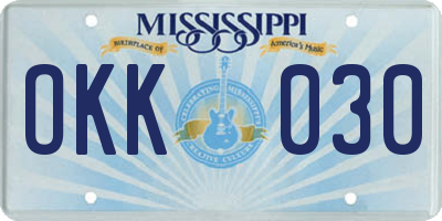 MS license plate OKK030