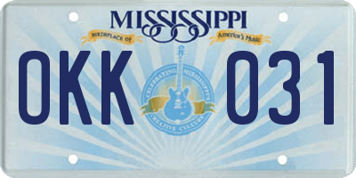 MS license plate OKK031