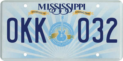 MS license plate OKK032