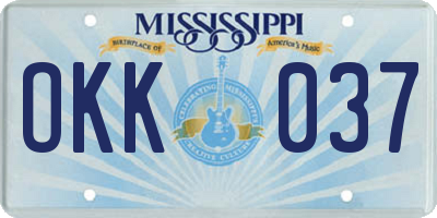 MS license plate OKK037
