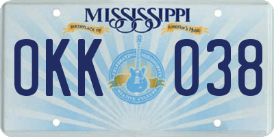 MS license plate OKK038