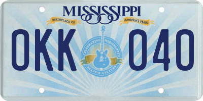 MS license plate OKK040