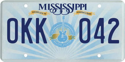 MS license plate OKK042