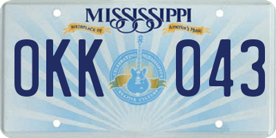MS license plate OKK043