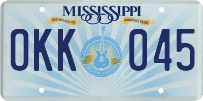 MS license plate OKK045