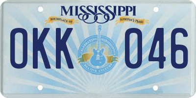MS license plate OKK046