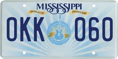 MS license plate OKK060