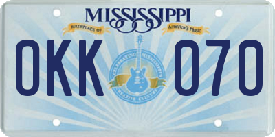 MS license plate OKK070