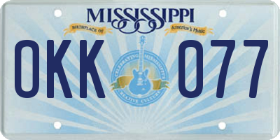 MS license plate OKK077