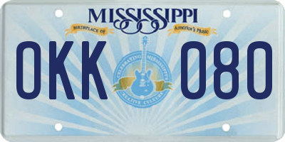 MS license plate OKK080
