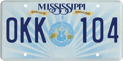 MS license plate OKK104