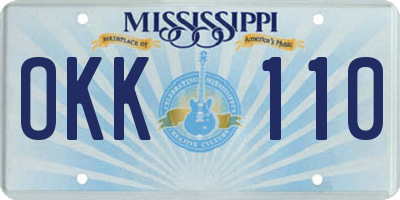 MS license plate OKK110