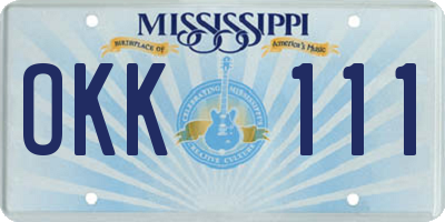 MS license plate OKK111