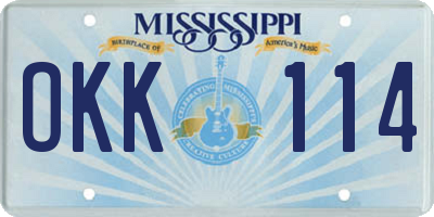 MS license plate OKK114