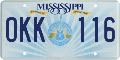 MS license plate OKK116