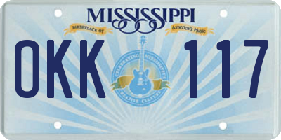 MS license plate OKK117