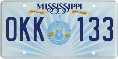 MS license plate OKK133