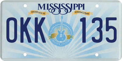 MS license plate OKK135