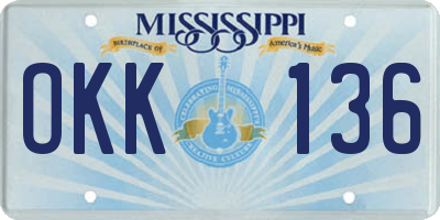 MS license plate OKK136