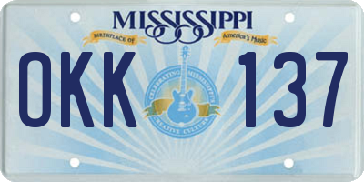 MS license plate OKK137