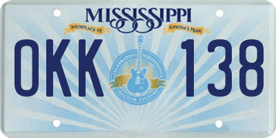 MS license plate OKK138