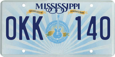 MS license plate OKK140