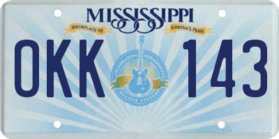 MS license plate OKK143