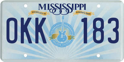 MS license plate OKK183