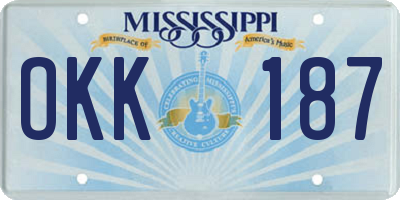 MS license plate OKK187