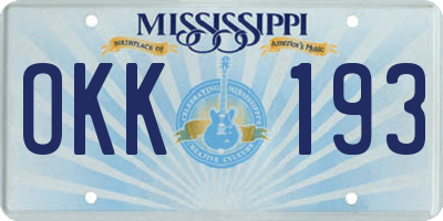 MS license plate OKK193