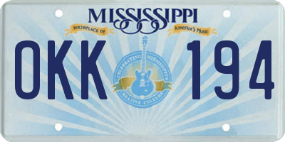 MS license plate OKK194