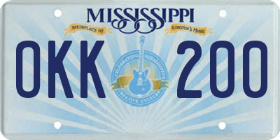 MS license plate OKK200