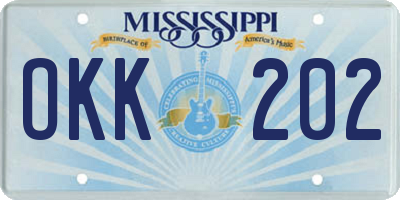 MS license plate OKK202
