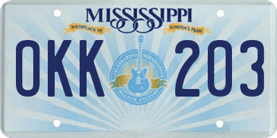 MS license plate OKK203
