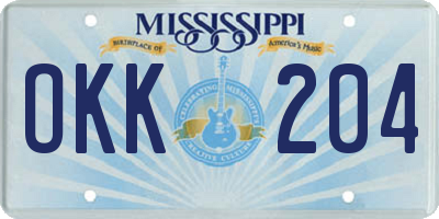 MS license plate OKK204