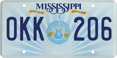 MS license plate OKK206