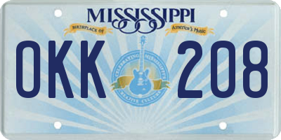 MS license plate OKK208