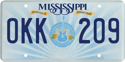 MS license plate OKK209