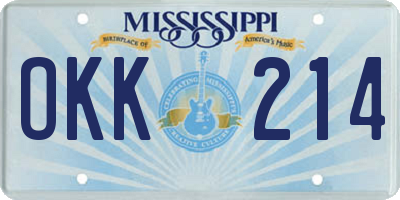 MS license plate OKK214