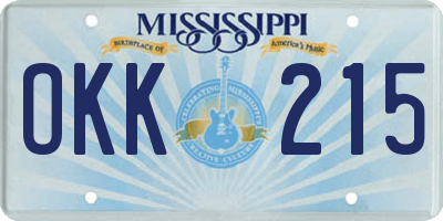 MS license plate OKK215