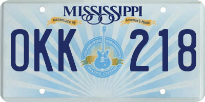 MS license plate OKK218